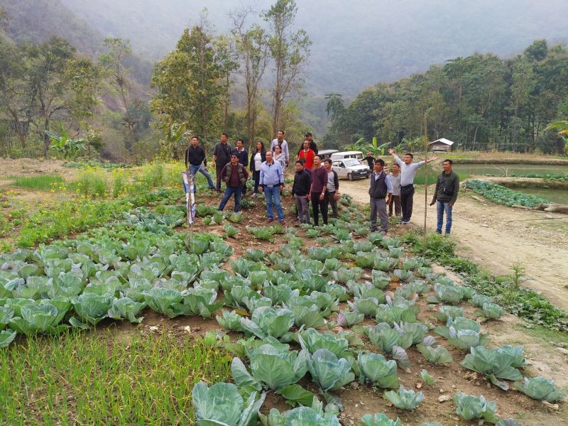 Members of the Land Resources Department Wokha and Kiphire at Tethuyo village as part of the inter-district exchange programme. (Photo Courtesy: DPO Wokha)